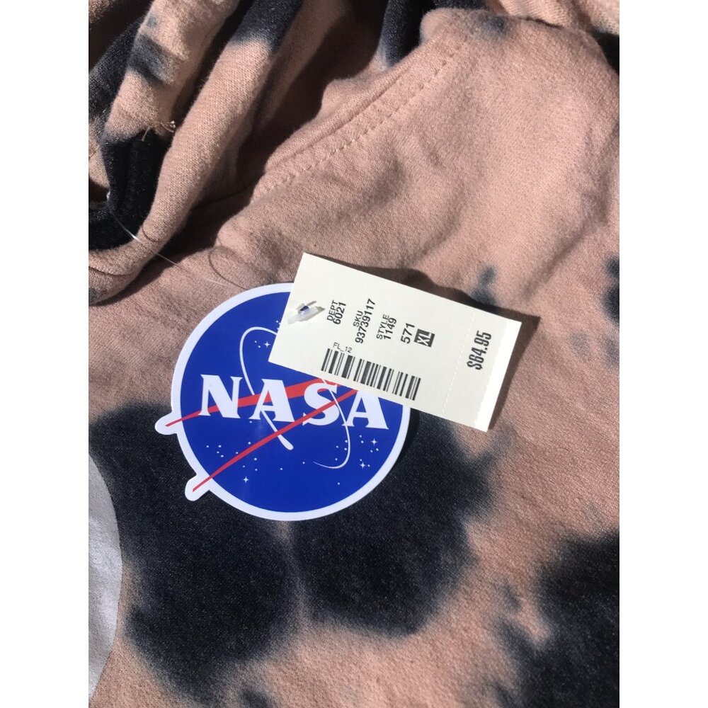 NASA Men's Unisex Tan & Black Tie-Dye Exploration NASA Logo Drawstring Hoodie XL - Picture 8 of 8